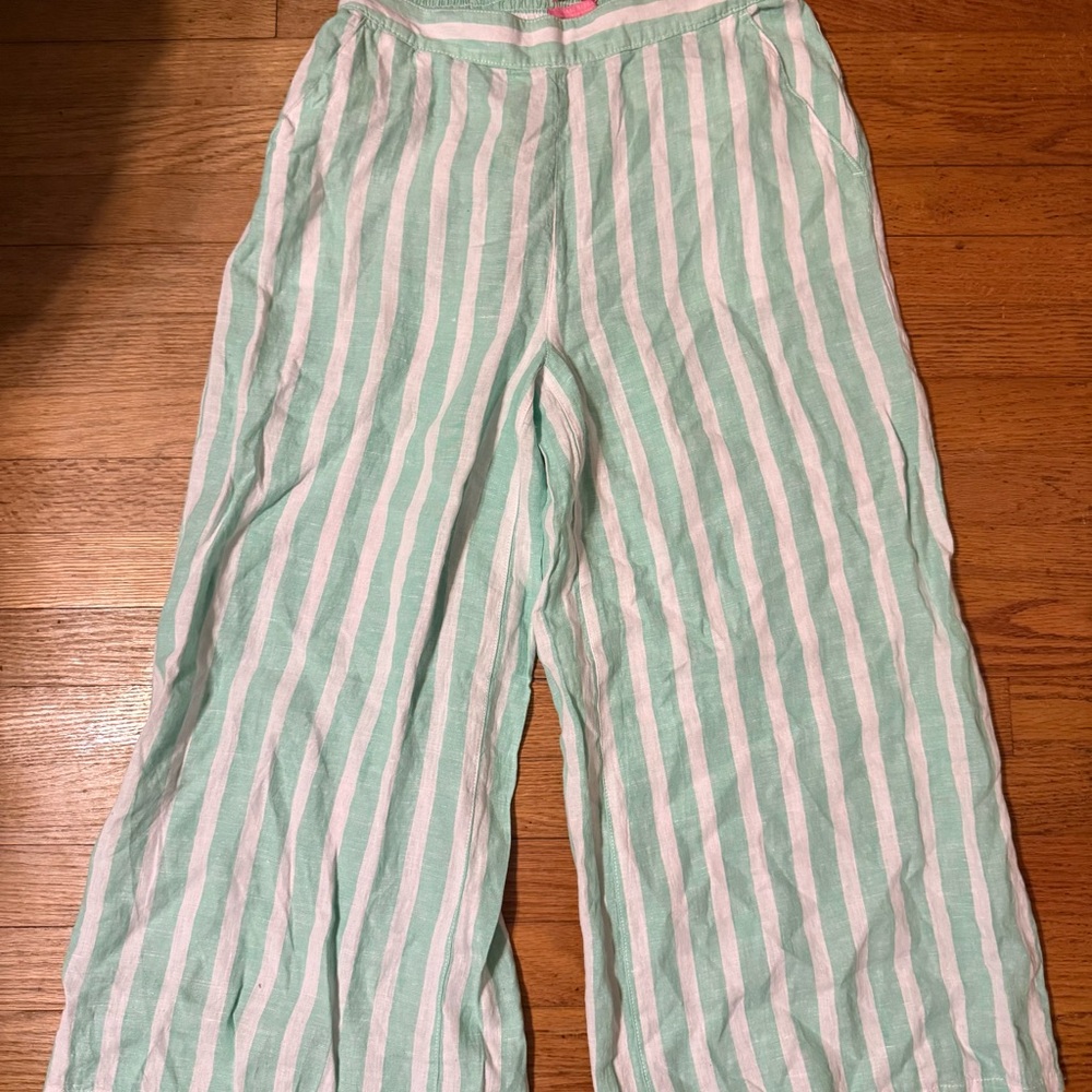Isaac Mizrahi Mint and White Striped Pajama Bottoms